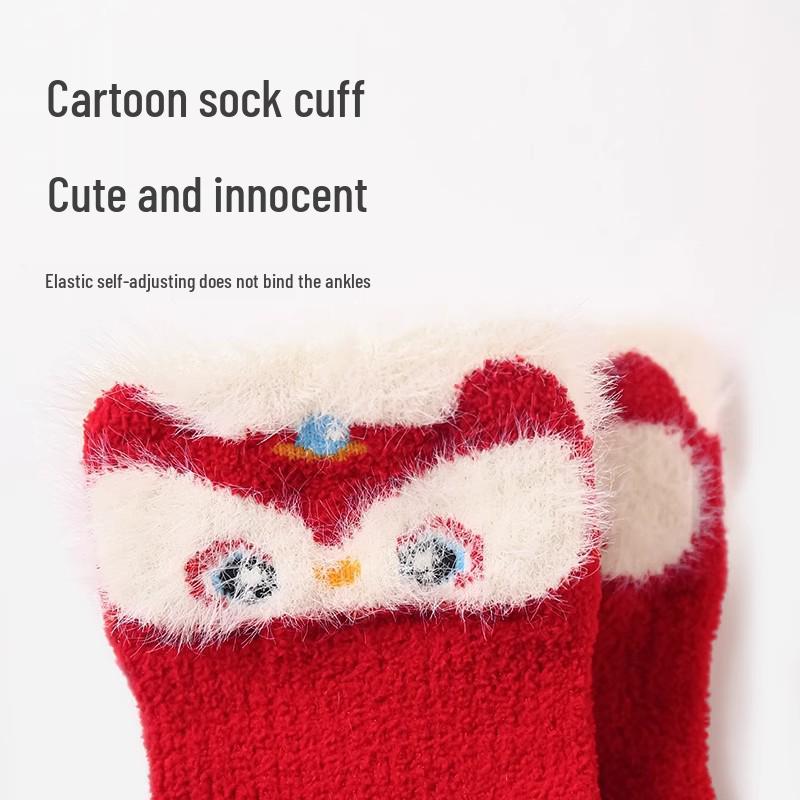Infant Red Socks for Baby's First Chinese New Year - Autumn/Winter New Arrivals for Newborn's First Birthday or 100 Days