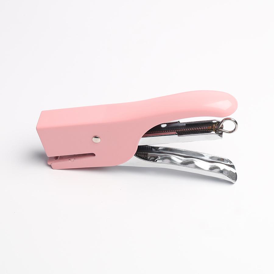 

Ручной металлический степлер макаронных цветов, экономящий усилия, 12# вишневый розовый