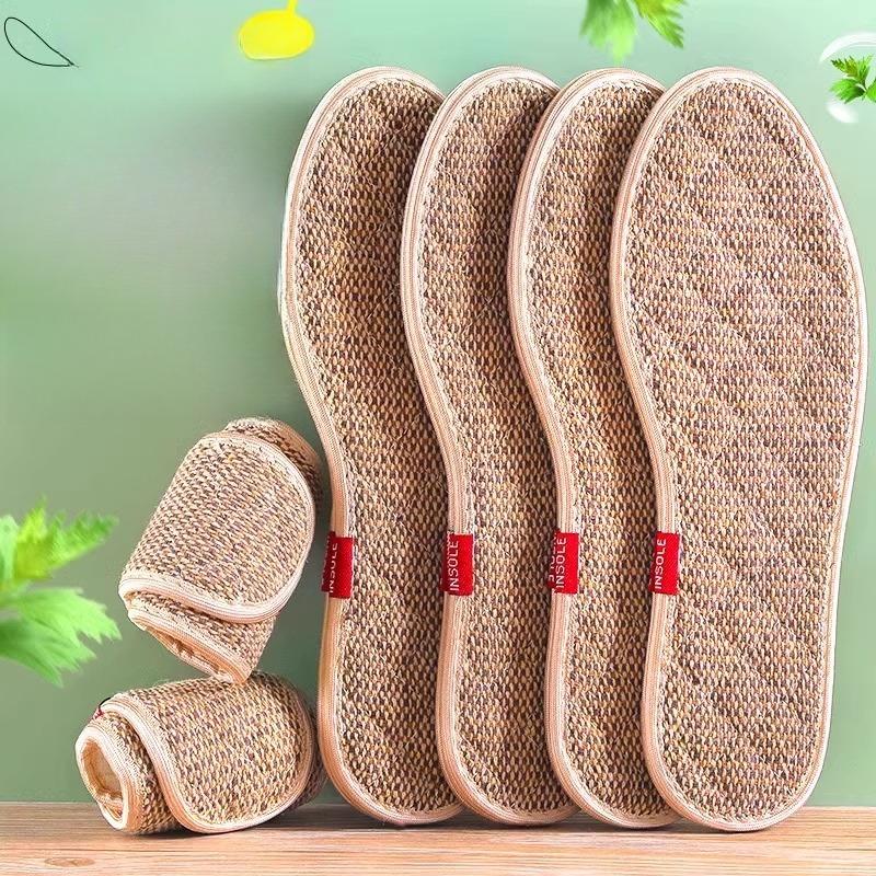 Cotton Linen Deodorizing Insoles for Men and Women Soft Sweat Absorbing Breathable Odor Control Foot Cushion