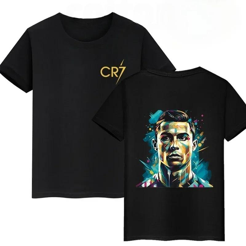 2026 Hot Summer Football Star Cr7 Cotton Children T-shirt Brand Sport Double Sided Print Casual Men Women Clothes Short Sleeve Top Boy Girl Tee