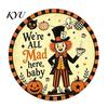 Nostalgic Party Wall Hanging Retro Halloween Sign, Round Metal Decorative Vintage Iron Sheet Sign Rustic Art Decor for Living Room Decoration