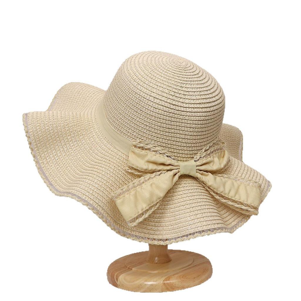 Hat Women's Summer Beach Sun Hat Seaside Vacation Bow Big Brim Straw Hat Fashion Sun Hat Sunscreen Hat Tide