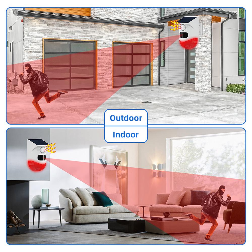 2in1 WiFi Tuya Smart Fernbedienung Outdoor Lade Sicherheit Sound Alarm Detektor Sensor Bauernhof Garten Solar Infrarot Sirene Solar