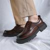 Modne Męskie Buty Oxford na Wiosnę Dla Dorosłych Sznurowane Biznesowe Gruba Podeszwa Skórzane Buty Luksusowa Marka Projektant Niskie Obcasy Brązowe Czarne Buty Codzienne