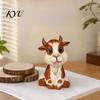 Decorative Basswood Figure for Car Wooden Sheep Figurine, Cute Animal Sculpture, Miniature Desk Decor Artisanal Craft Collection Home Office