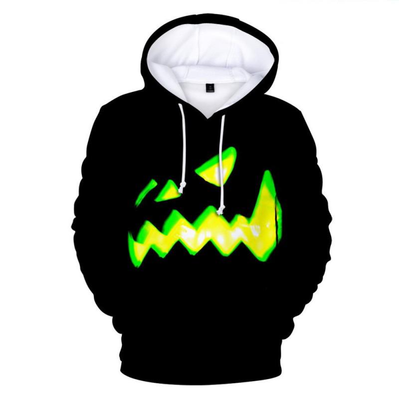 Mens Loose Fit Hooded Long Sleeve Sweatshirt With Cartoon Devil Print Casual Wear