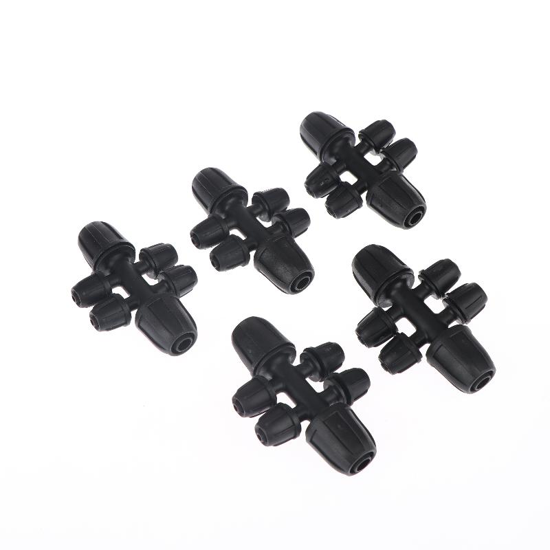 Black 5PCS PE Pipe Connector 1/2 Inch 3 4 6 Way Fittings Leakproof Durable for Drip Irrigation Garden Watering System