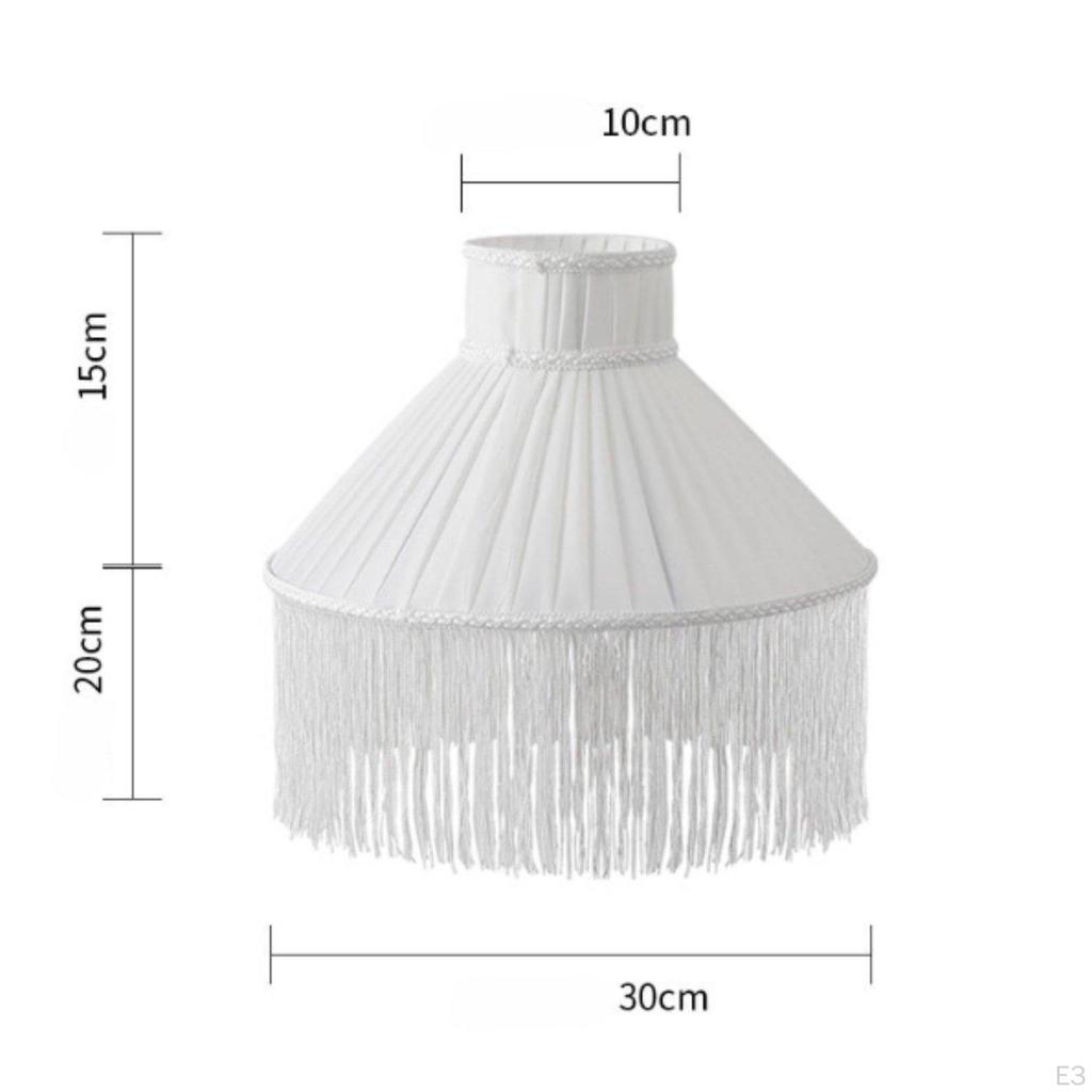 Textile Lampshade with Tassels Replacement Vintage Style Lamp Cover for Bedroom, Living