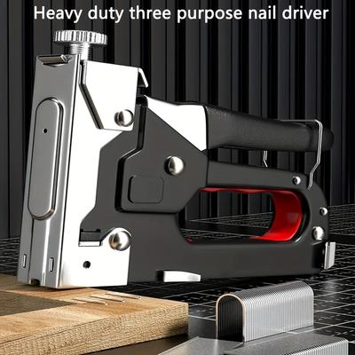 1 Pc Four-piece Heavy-duty 3-in-1 Stapler for DIY Home Decor,Furniture, and Wood Frames -multi-tool Hand Nail Gun with BandagePl