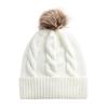 Factory Price MOQ 20 Custom Patch Embroidery logo Cuffed Jacquard Knitted Women Winter Beanie Pom Pom Hats