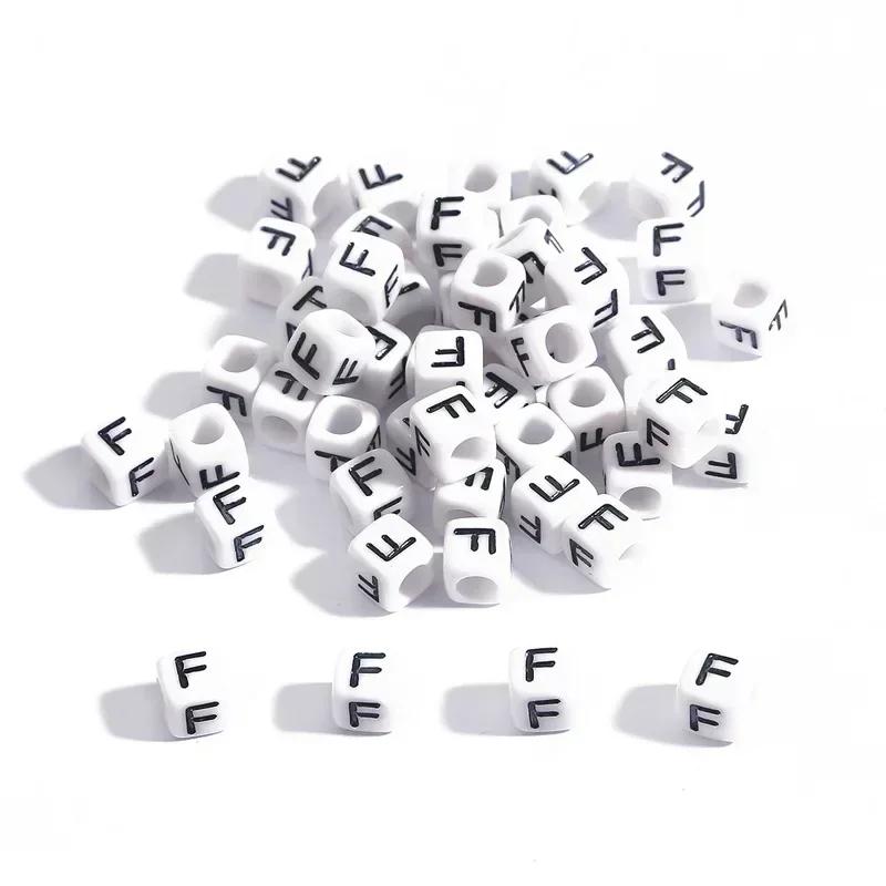 100-500pcs Acrylic A-Z Letter Bead White Square Cube Alphabet Bead for Jewelry Making Diy Bracelet Necklace Earrings Accessories