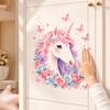 Yousheng Static Window Cling, Unicorn Pattern Wall Decal, Waterproof Removable No Glue Mark Glass Sticker, Ceramic Tiles Bedroom