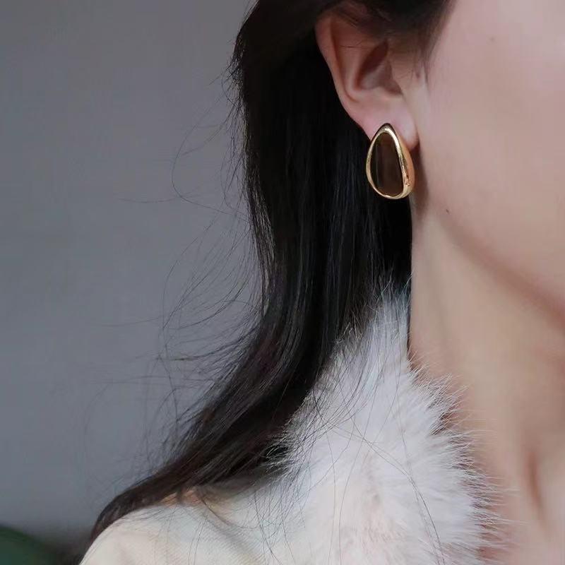 New Korean-Style Exaggerated Irregular Oval Metal Earrings