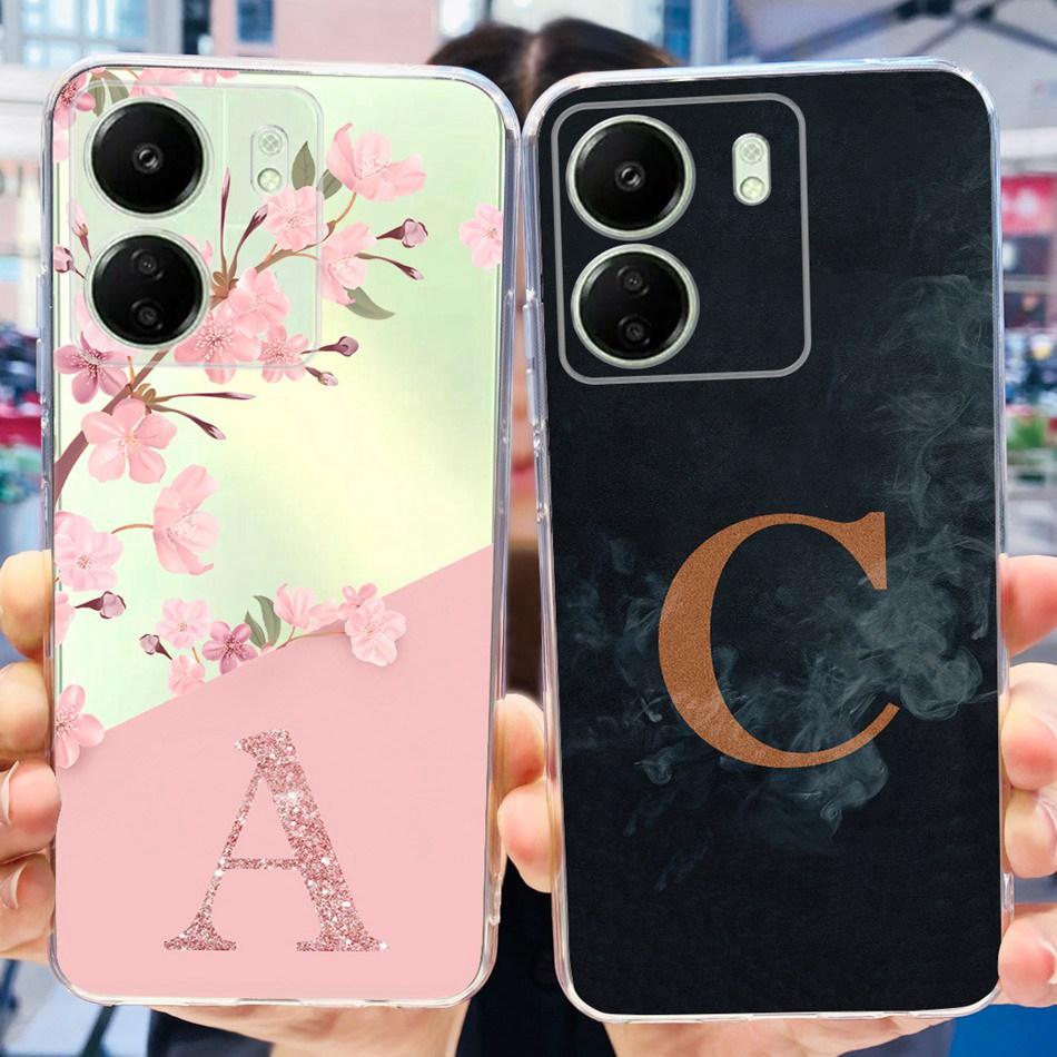 For Xiaomi Redmi 13C Case Redmi 13C 2023 Fashion Initial Letter Soft Silicone TPU Phone Cover For Redmi13C 13 C 4G