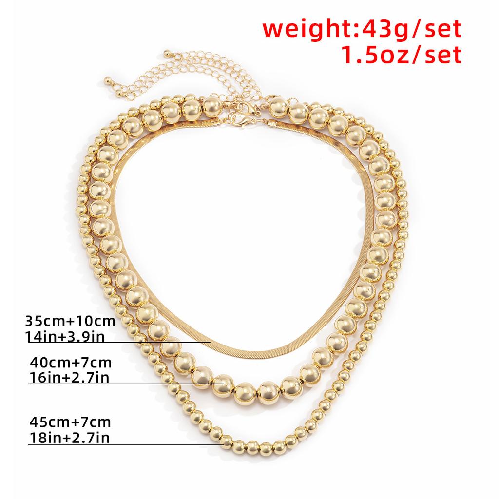 Collana Girocollo A Strati In Lega | Catena Serpente E Spina Di Pesce | Con Perline Tonde | Gioiello Donna Argento | Regalo Di Compleanno