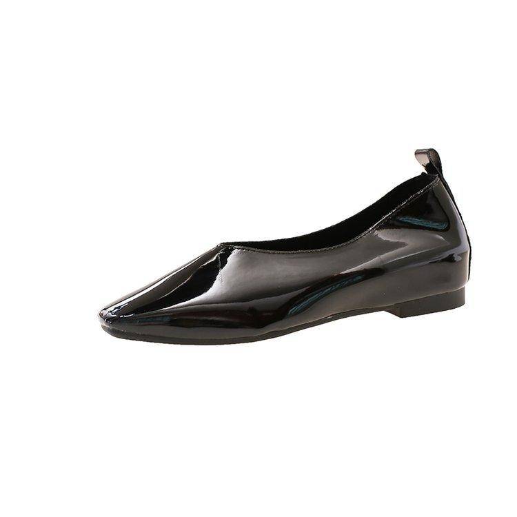 Fashion Square Toe Shallow Mouth Single Shoe 2025 Autumn New Leather Women's Temperament Flats Casual Solid Color Slip on Mocasines