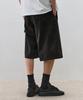 DRAW FIT Robust Long Bermuda Wide Chino Pants [Black]