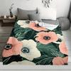 1pc, Contemporary Floral Print Flannel Fleece Throw Blanket, 100% Polyester, Tear Resistant, All Seasons, Digital Print, 200-250