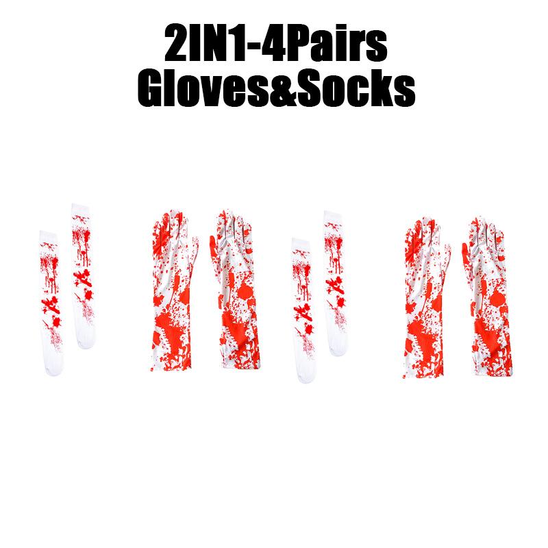 Halloween Cosplay Nurse Costume Socks Bloody High Stockings Women Stockings Blood Stained High Socks Halloween Over Knee Socks