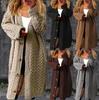 Damen Gestrickte Cardigan Mäntel Herbst Winter Lässig Locker Tasche Langarm Oberteile Pullover Jumper Damenmode