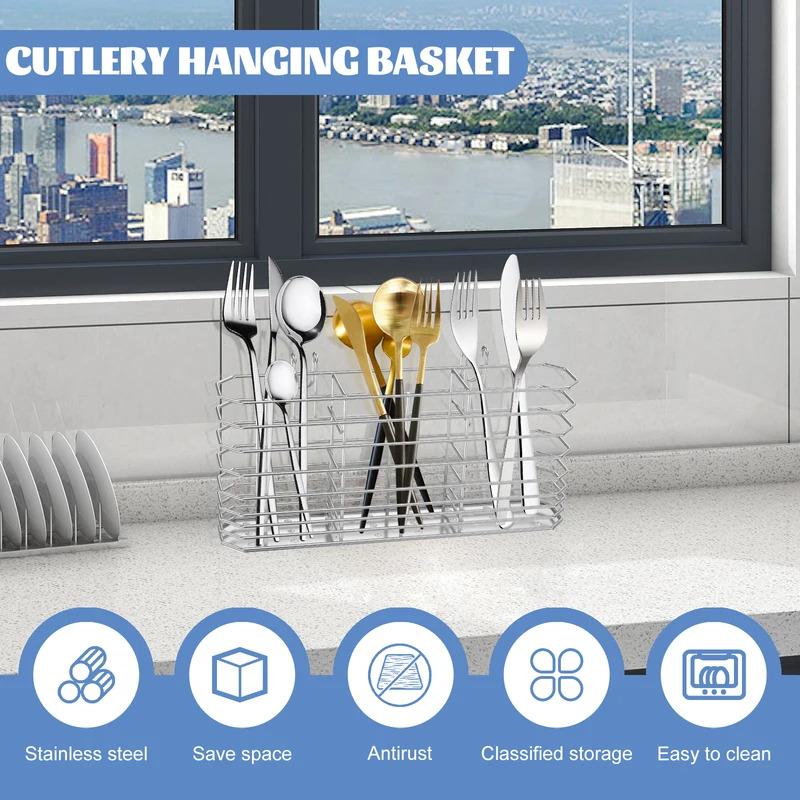 Edelstahl Utensilien Aufbewahrungsregal Küche Essstäbchen Hängehalter Besteck Schöpfkelle Aufbewahrungskorb Spüle Arbeitsplatten Organizer