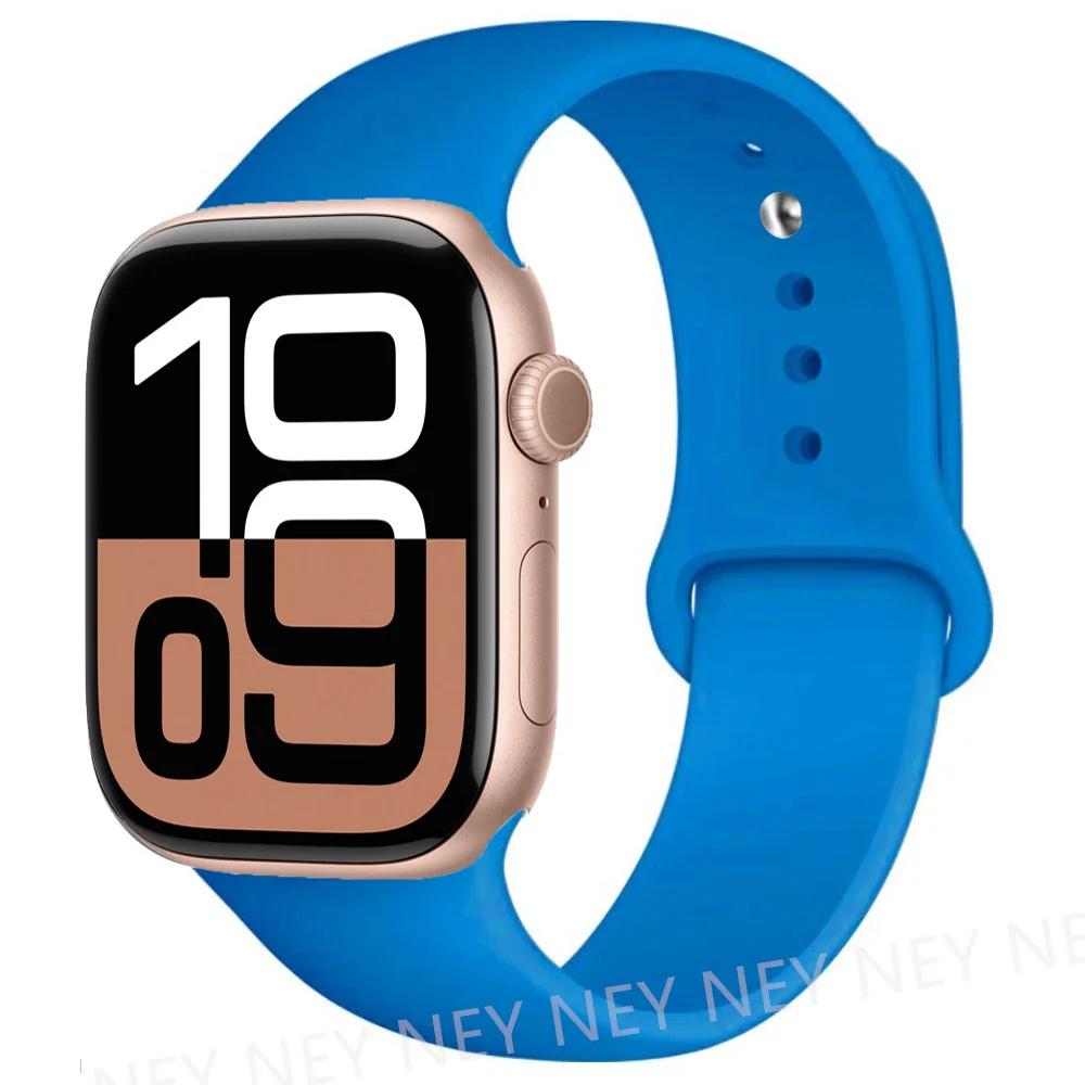 Silicone Band For Apple Watch Straps Ultra 2 49mm 45mm 44-40mm 41mm Sport Bracelet Apple Watch Series 10 42mm-46mm 8 7 6 5 SE 9