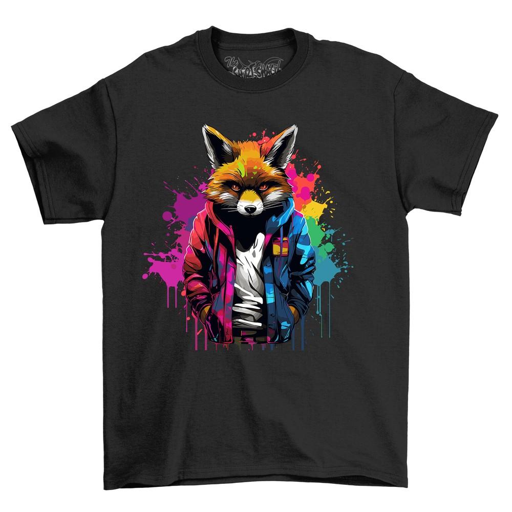 Fox Man Dripping Paint Effect T-shirt - Funny and Foxy! Unisex Printed Design Wi