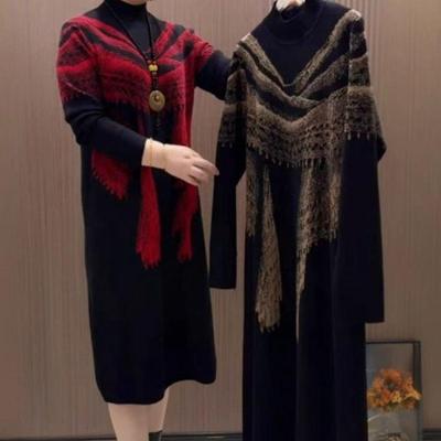 Robe en maille amincissante grande taille à col semi-haut - Mode et rajeunissante pour les mamans stylées - Automne 2025