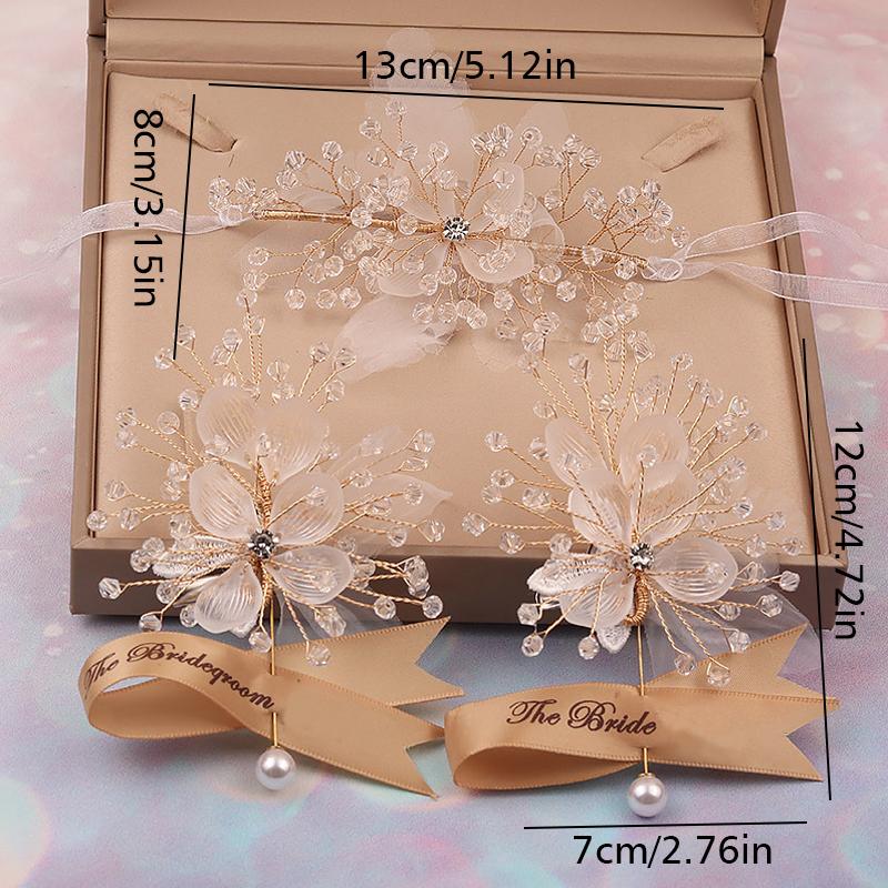 Ruban Marié Mariée Célébrations Fleur de Poignet Mariage Broche Bracelet Demoiselles d'Honneur Corsage Accessoires Bijoux Photographie