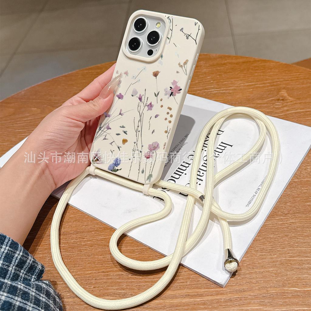 Small floral for Apple 16/15/14/13/12/11 mobile phone case crossbody back iPhone17PRO MAX