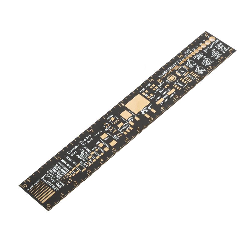 Multifunctional Ruler R,4 Gold,Plated High End Circuit Board Measuring Tool for Electronic Engineers, 15cmor6.3inch with Angle Gauges, Protractor, IC