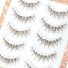 LASHIDOL Brown False 5 Natural Thin Transparent DIY Natural Clumped Idol Style Eyelashes, Pairs, Look, Band, Style, Look, Beginner-Friendly, Cute,