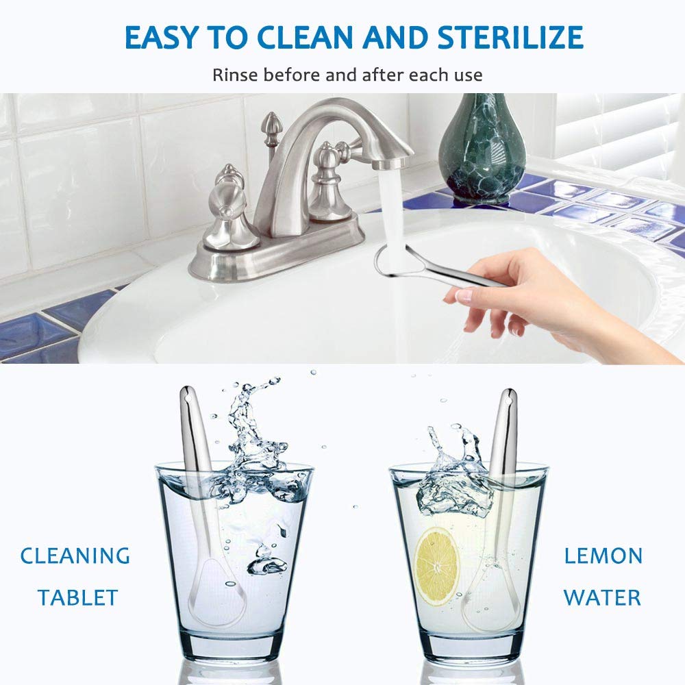 2Pack Tongue Scraper,304 Surgical Stainless Steel Tongue Cleaner for Both Adults and Kids, Professional Reduce Bad Breath Metal Tongue Scrapers