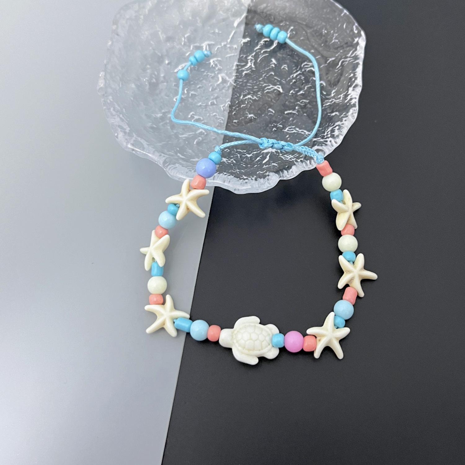 

JYL TS Bracelet Summer Braided Starfish Charm Brings Beach Vibes & Joy T325 темно-блакитних кольору