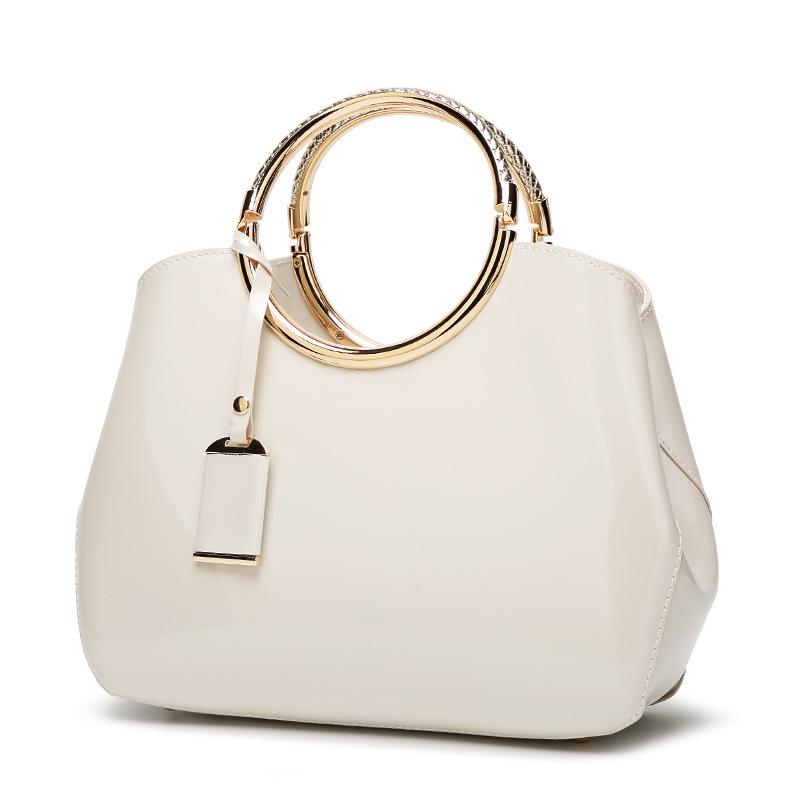 2019 Women's Shiny Patent Leather Shoulder Bag - European & American Fashion, Textured Handbag, Large Capacity