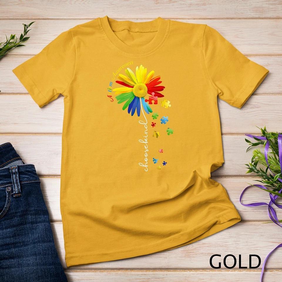 Choose Kind Autism awareness Sunflower Mom Women Cute Gifts Unisex T-shirt 2 M