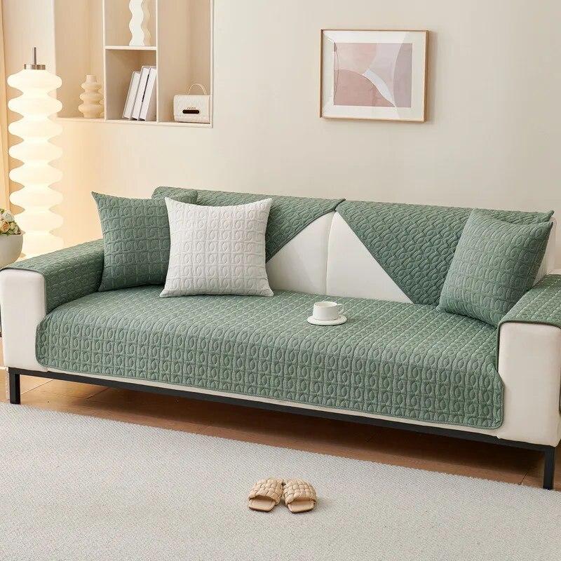New Korean Little Fresh Sofa Mat Four Season Pure Cotton Anti Slip Cushion Winter Solid Color Fabric Art Sofa Cover Back Cushion