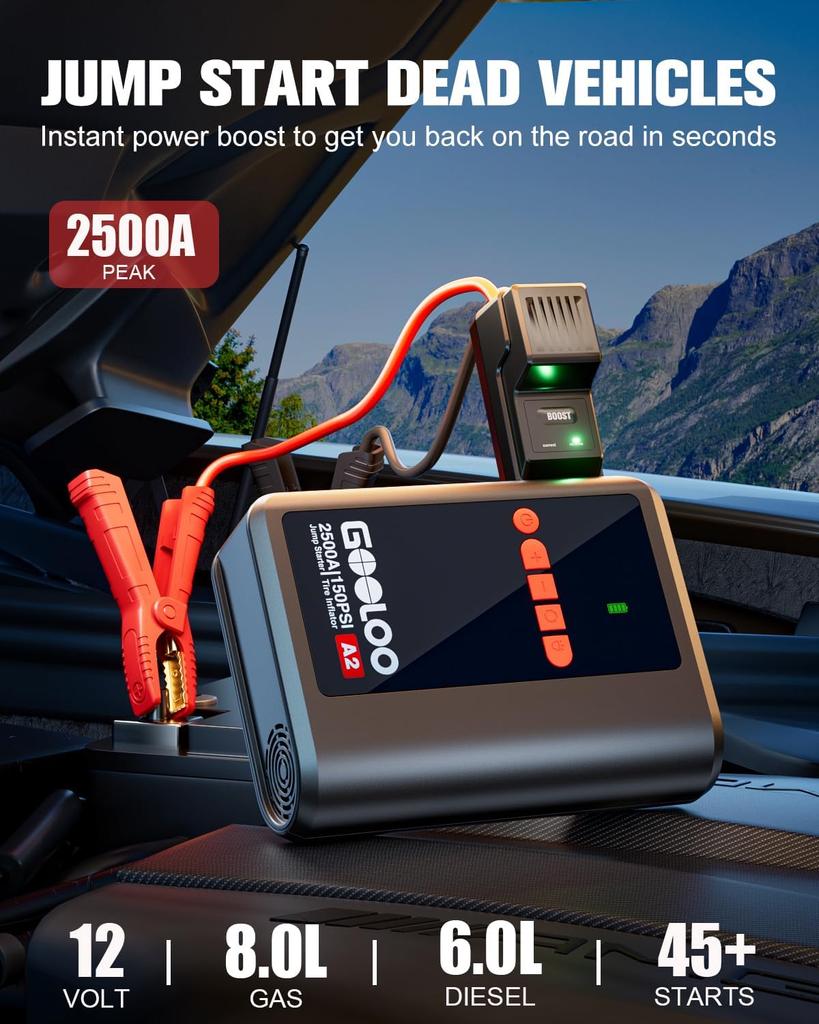GP4000 Jump Starter &A2 8-in-1 Jump Starter with Air Compressor