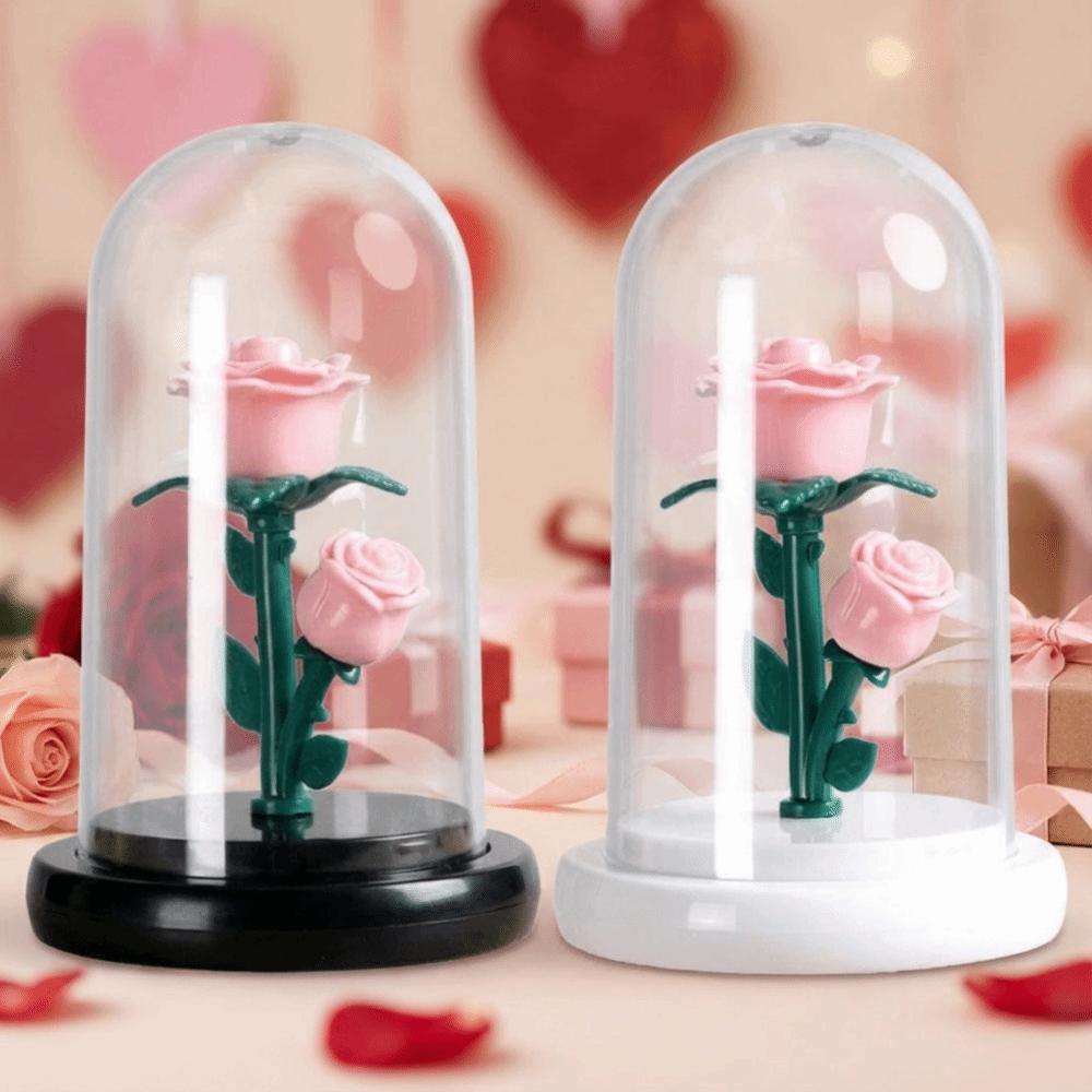 Romantic Eternal Rose Lamp Luminous with Lampshade LED Flower Light Simple Creative Rose Flower Night Light Mothers Day