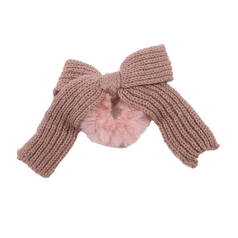 Autumn Winter Women Fashion Woolen Bow Plush Hair Band Cute Headband Hair Rubber Band Hair Accessories