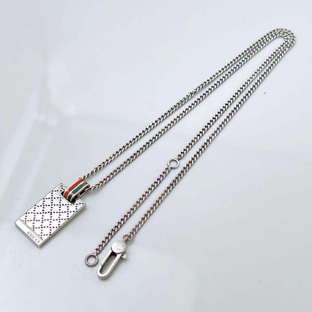 Used GUCCI 925 Necklace Pendant Silver ON580 Diamante Sherry Line Accessories