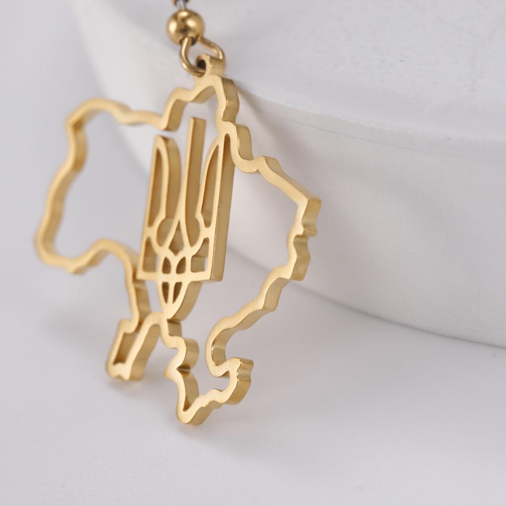 LIKGREAT Ukraine Map Dangle Earrings Fashion Hollow Ukraine Drop Earrings Ethnic Patriotic Exaggerate Earrings for Women Gifts