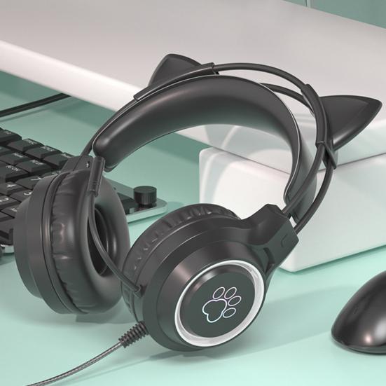 Wired Earphone 360 Degree Surround Sound Noise Cancelling with Mic RGB Light Wired Headset Gaming Supplies