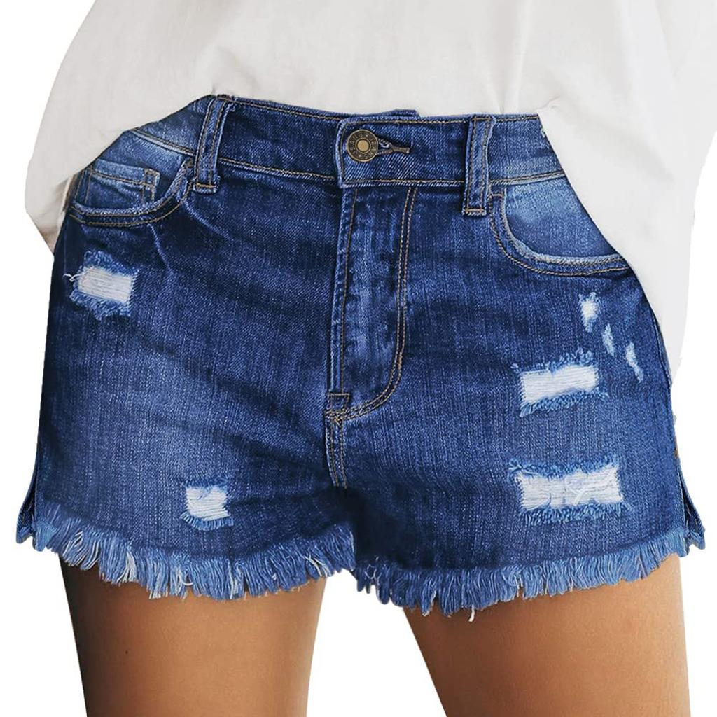 Damen Denim Klassisch Vielseitig High Waist Modische Shorts