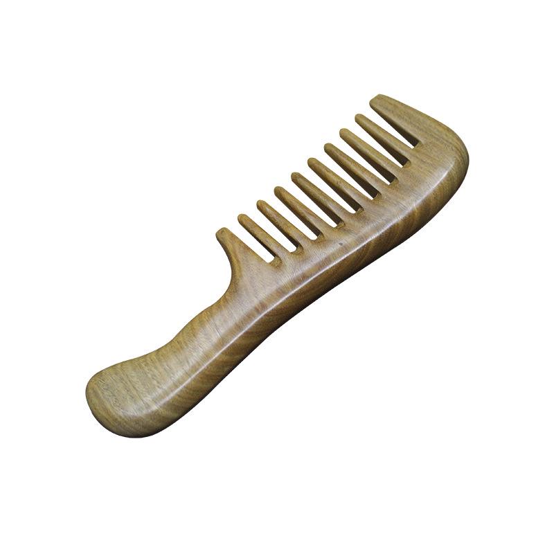 Large Carved Green Sandalwood Wooden Comb - Portable Wooden Gift Comb for Home