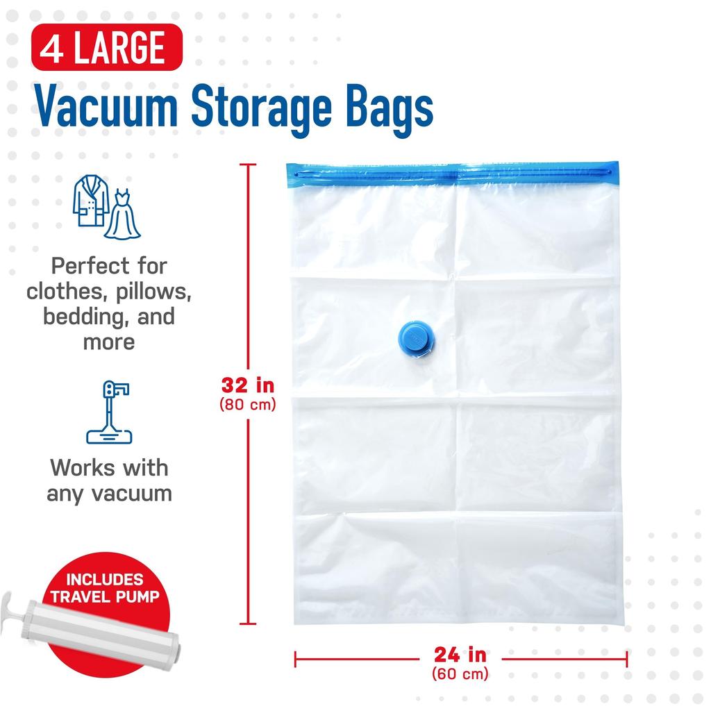Vacuum Storage Space Saver Bags With Hand Pump Compressed For Clothing,Comfort Items Blankets Home Travel Packing Organizer
