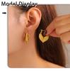 18k Gold PVD Titanium Leaf Patchwork Heart Stud Earrings