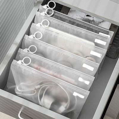 Plastic Frosted Ring Zipper Bag - Organizer for Stationery, Supplies, Board Games & Puzzle Storage, Gift Bags