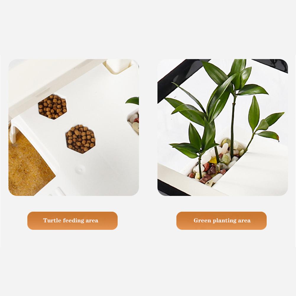 Large Transparent Turtle Tank Aquarium Fish Tank with Bottom Drain Reptiles Amphibians with Basking Platform Open Breeding Box