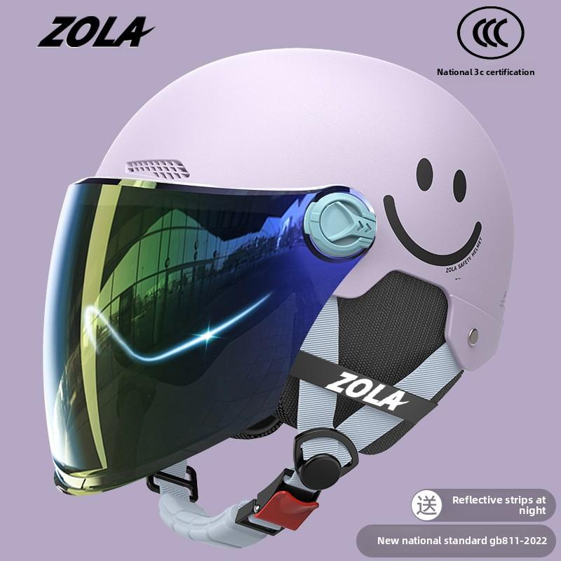 Helmet Electric Car Women's 3c Summer Helmet Double Lens Model with Ear Protection and Sun Protection Class A Riding 3C Certified Battery Car Sunshade